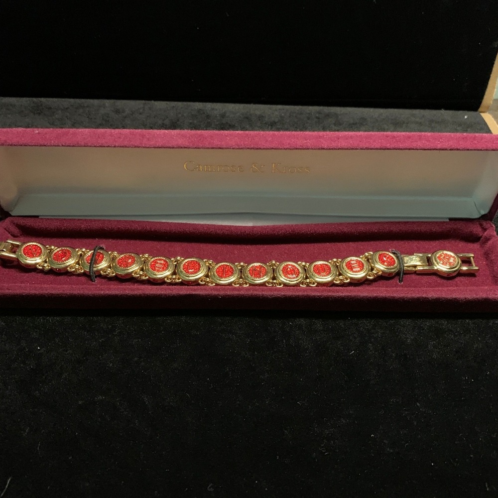 Camrose & Kross JBK Bracelet Nonrelinques Red Enamel Bracelet Gold Tone
